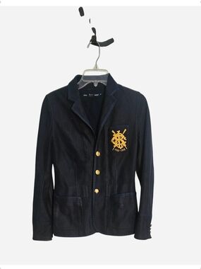 Ralph Lauren Sport Navy Blue Embroidered Crest Cotton Blazer Jacket 4

Classic